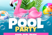 Blue Pink and White Playful Pool Party Poster - 1